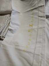 DRAP PLAT ANCIEN COTON  BRODE AJOURE monogrammes  Drap de lit enfant