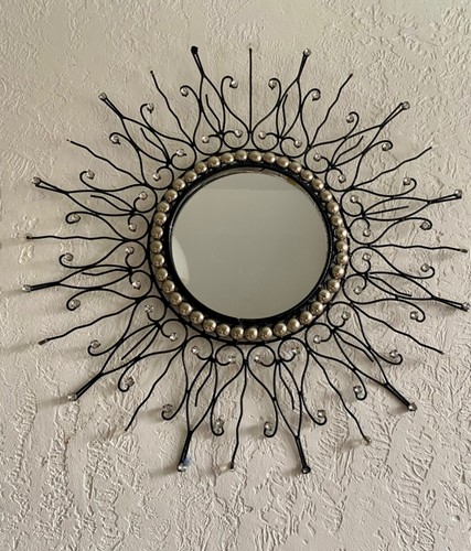 Miroir soleil fer - forgé, fait
