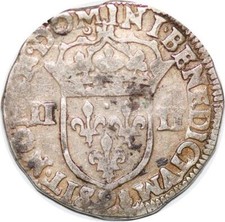 P1258 Rare 1/4 ecu Henri IV 1604 9 Rennes Argent ->Faire offre