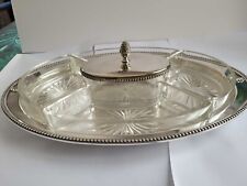 SERVITEUR APERITIF OVALE ART DECO METAL ARGENTE