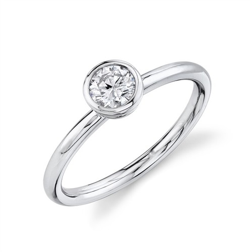 14k blanc rond bague - or,