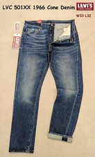 LVCLevi's 501XX 1966 Customized BigE Red Selvedge Cone Denim W33 L32 Tapered Leg