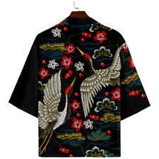 Hommes Kimono Japonais Baggy Yukata Peignoir Cardigan Tops Extérieur T-Shirt Été