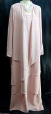 Jeffrey & Dara draping formal gown Mothers Dress tiered MOB jacket blush 24 NEW