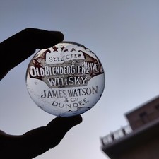 Vintage James Watson Dundee Vieux Mélangé Glenlivet Whisky Verre Paper Poids GP3