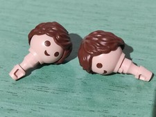 PLAYMOBIL X2 TÊTES PERRUQUES MARRON CHEVEUX MARRON PIRATES OUEST MÉDIÉVAL