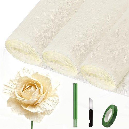 White cream crepe paper - white,
