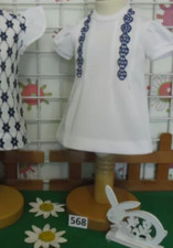 Tergal up vêtement vintage année 1960 / 70 fille 3 Mois été robe blanche fleurs