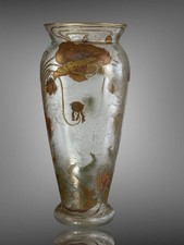 Vase verre givré signé - en,