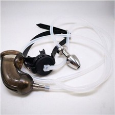 Urine Inflow Cage Couples Fetish Male Upgrade Urinal Mouth Plug Chastity Device 