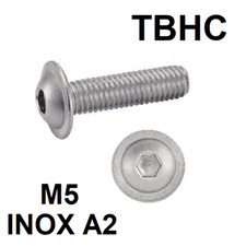 10 VIS TBHC INOX A2 M5 x 30 mm TETE BOMBEE HEXAGONALE CREUSE A EMBASE