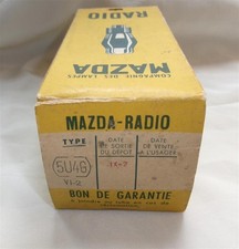 ⚜ VALVE RECTIFIER TUBE REDRESSEUR MAZDA NEOTRON 5U4G U52 SMOOTH PLATE NOS NIB °=