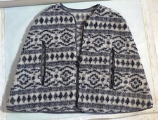 Moumoute poncho cape en laine vierge effet fourrure chaud hiver campagne XL XXL