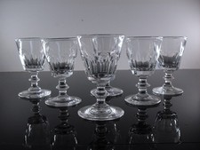 ANCIENNES 6 VERRES DIGESTIF CRISTAL TAILLE COTES PLATES CATON ST LOUIS ART DECO