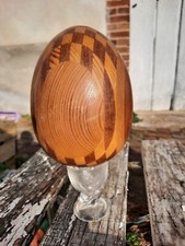VINTAGE GROS OEUF en BOIS à repriser? Marqueterie COUTURIER 14CMX11CM