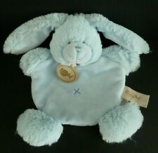 27. DOUDOU PLAT ARRONDI BABY NAT babynat' LAPIN BLEU CROIX EXTRA DOUX ETAT NEUF*