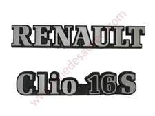 LOGO RENAULT CLIO 16S MONOGRAMME NOIR ET GRIS KIT DE 2