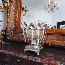 Important Confiturier/Caviar Set Empire Métal Argenté et Cristal Baccarat  1880