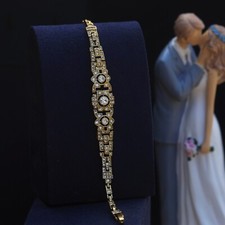 Bracelet doré art deco floral - doré,