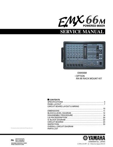 Service manual for yamaha - manual, emx