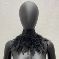 Cape gothique en fausses plumes noires, châle ras du cou pour femmes,