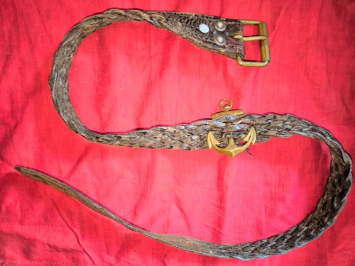 Ceinture cuir fauve tressé - , de