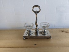 saliére poivriére en verre et metal gout christofle