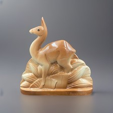 Statue Faïence De Saint-Clément Gazelle Art Deco Hauteur 25,5cm