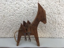 Ancien set de 4 piques à escargots / Support bois zoomorphe / Cuisine / Déco