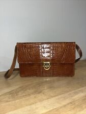 Sac À Main Pochette Ou Porté Épaule Cuir Croco? Camel Femme Vintage