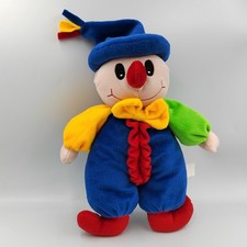 Doudou clown bleu vert jaune