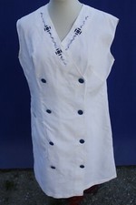 Blouse de travail N°19 en polyamide nylon blanc bleu marine vintage 