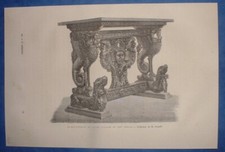 FGA 144 ESTAMPE 1870 TABLE-CONSOLE en NOYER SCULPTE du XVIe Siècle