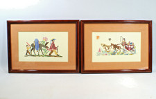 2 TABLEAUX, point de croix, Fables de La Fontaine, Cheval, Coche, Meunier, âne