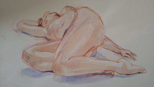 Gouache anne smith peintre - nu,