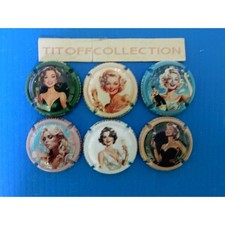 la série de 6 capsules de  champagne génériques (femme retro-mars 2025)