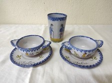 2 Bols à oreilles + 2 Soucoupes + un Verre en céramique  " Salers "
