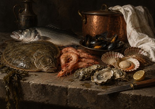 Nature morte poisson plat - morte, a4