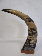 Corne De Buffle Sculpté Décor Dragon/ Asiatique