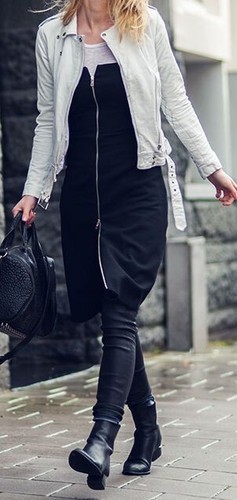 Robe noir effet bustier zip