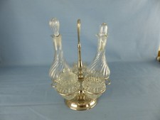 Ancien huilier vinaigrier serviteur à condiments en verre torsadé 