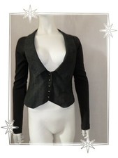 A - Veste Gilet Court Gris Multi Matières Cop Copine Modèle Romain Taille 38