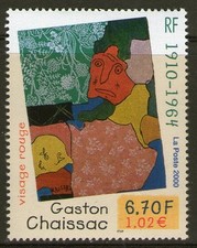 TIMBRE 3350 NEUF XX LUXE - GASTON CHAISSAC - VISAGE ROUGE