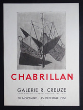 CHABRILLAN Affiche originale 1956 Lithographie Exposition Galerie Creuze Paris