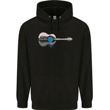 Hoodie Enfant Avec Guitare Acoustique, Réflexion D'Eau, Musique, Lune