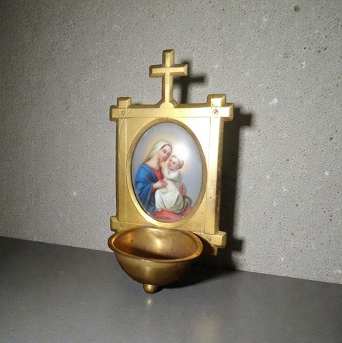 Bénitier ancien laiton - laiton, –