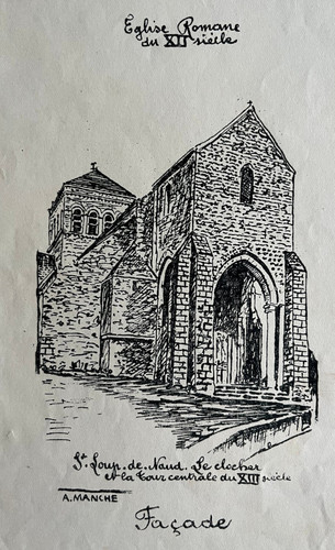 Dessin encre eglise romande - dessin, de