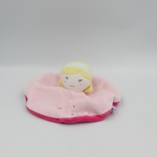 Doudou plat rond poupée rose