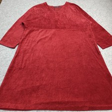 Gudrun Sjoden Femmes Velours Robe Taille XL Coupe Décontracté Rouge Bio coton