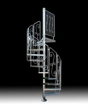 ESCALIER EN COLIMAÇON mod. "ASGAARD"- ACIER GALVANISÉ-RAMBARDES en FER FORGÉ-FRA